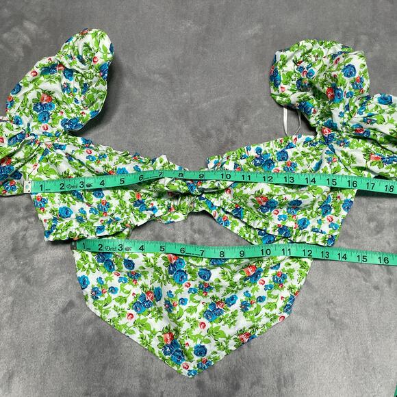 House of Sunny Two Piece Set Women 4 Floral Ruffle Bow Smocked Retro Hot Pants - Picture 14 of 16